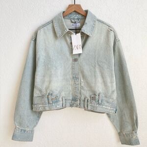 ZARA Trf Denim JacketA With Pant Style Waist Size S NWT